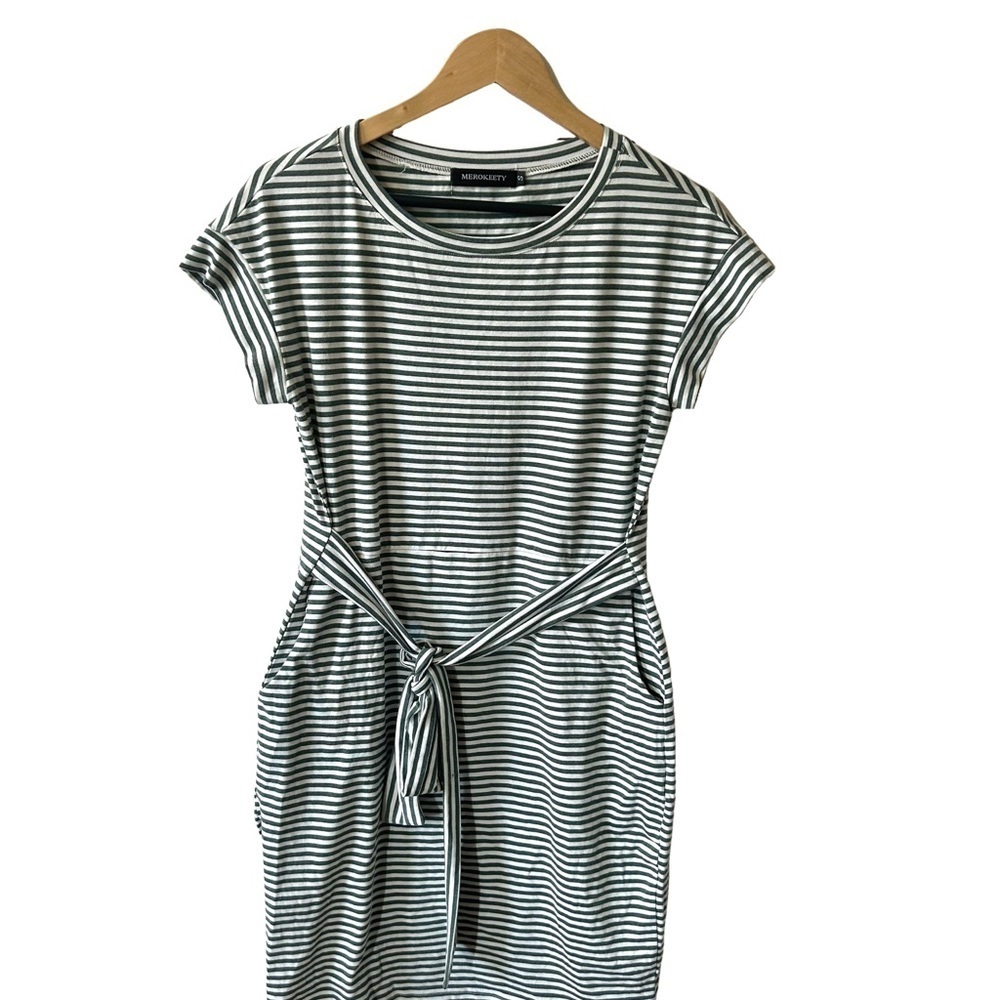 Monrow Striped Dress with Belt